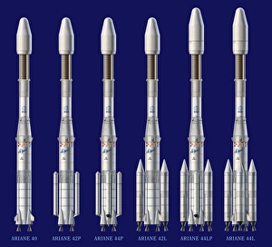 Ariane-4-Rocketversionen Kunstwerk