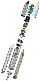 Space Exploration Illustration Drucke: Ariane 5 rocket, artwork