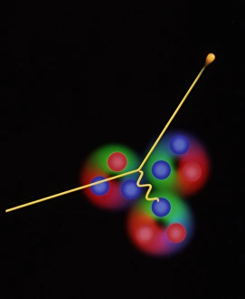 Quantum Mechanics Artwork Drucke: Art of electron interacting with nucleus