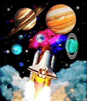 Space Shuttle Drucke: Kunst der Weltraumshuttle-Untersuchung