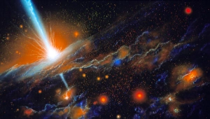 Cosmology Science Drucke: Artists impression of active galaxy M87
