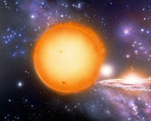 Cosmology Images Drucke: Artists impression of the evolution of the sun