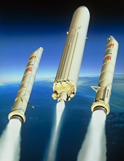 European Space Agency Drucke: Artists impression of the launch of an Ariane 5
