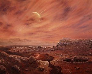 Bilder Datiert 18. März 2005: Künstlerische Wahrnehmung der Oberfläche von Saturns Mond Titan