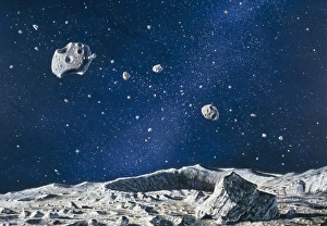 Drucke von Asteroiden sind Klumpen aus Stein oder kleine Planeten mit elliptischen Umlaufbahnen um die Sonne Bilder Datiert 2003 Juni: Bildmaterial von Asteroiden aus der Oberfläche eines Asteroids