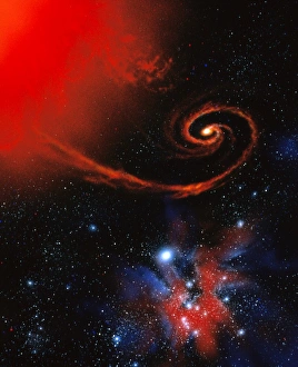 Binary Star System Drucke: Artwork: binary star system containing black hole
