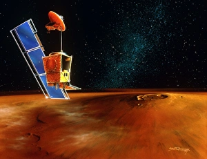 Bilder, datiert 1998: Bildwerk des Mars-Klima-Orbitalers in der Umlaufbahn um den Mars