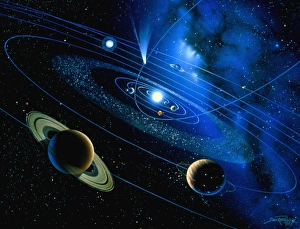 Planetary Science Pictures Drucke: Artwork of Solar System and comet
