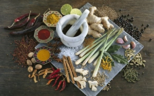 Asian Cuisine Ingredients Drucke: Assorted spices C014 / 1501