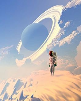 Space Exploration Drucke: Astronaut exploring a planet