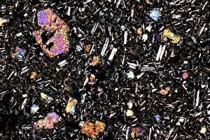 Polarised Light Microscopy Drucke: Basalt, thin section, polarised LM