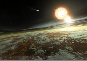 Computer Artwork Space Drucke: Binary star system, artwork C013 / 8958