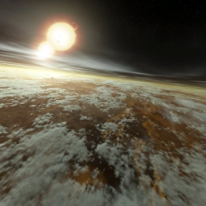 Computer Artwork Space Drucke: Binary star system, artwork C013 / 8959