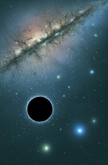 Black Hole Formation Drucke: Black hole and galaxy, artwork