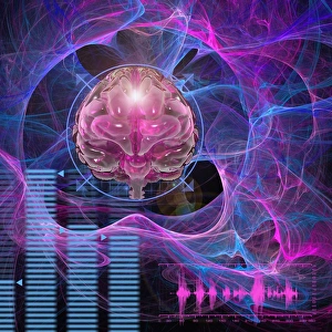 Neuroscience Computer Graphics Drucke: Brain activity, conceptual artwork C013 / 9963