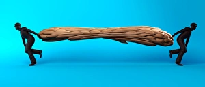 Human Brain Illustration Drucke: Brain being stretched in two directions