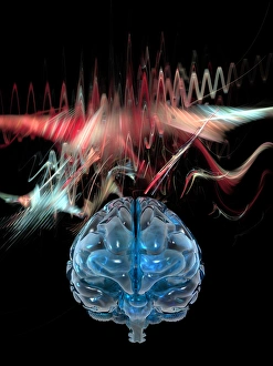 Neural Network Diagram Drucke: Brain wave, conceptual artwork