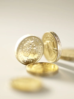 Bank Of England Notes Drucke: British one pound coins