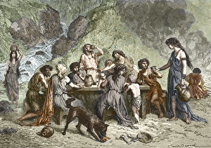 Drucke von Farbenholzstich eines Bronzezeitlichen Festes Bilder Datiert 2010 März: Fest des Bronzeflügels