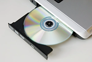 Computer Hardware Equipment Drucke: CD drive on a laptop computer