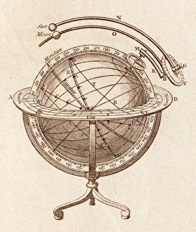 Drucke von Ein Blatt aus einem 18. Jahrhundert encyclopedia zeigt eine Illustration einer Sternenglobe. Sterngloben zeigen die scheinbaren Positionen der Sterne im Himmel Bilder Datiert 2013 September: Himmelsglobus C017/3444