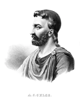 Drucke von Aulus Cornelius Celsus, römischer Enzyklopädist der ersten Jahrhunderte v. Chr. und n. Chr., sammelte das Wissen der Griechen zusammen und veröffentlichte es in acht Büchern Pierre Roch Vigneron Drucke: Celsus, römischer Enzyklopädist