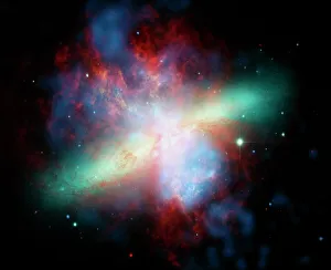 Hubble-Teleskop Drucke: Zig-Zag-Galaxie (M82), kombiniertes Bild