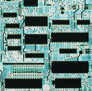 Computer Circuit Board Drucke: Circuit board with microprocessors, etc