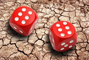 Climate Change Illustration Drucke: Climate dice, conceptual image