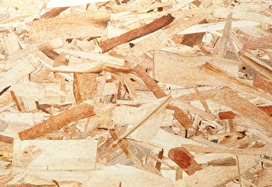 Construction Materials Drucke: Close-up of the surface of a sheet of hardboard