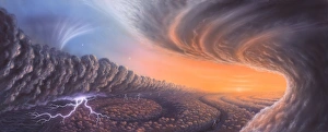Planeten Drucke: Wolkenlandschaft auf Jupiter, Kunstwerk