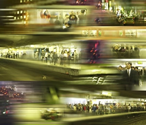 Japanese City Life Drucke: Commuter crowds