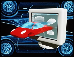 Computer Aided Design CAD Drucke: Computer-aided design of a car