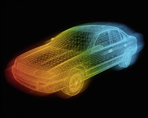 Computer Aided Design CAD Drucke: Computer-aided design of a car body