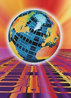 Bilder Datiert 1998 März 9 März 1998: Kunst der Computer auf Erde als Schaltkreisbrett