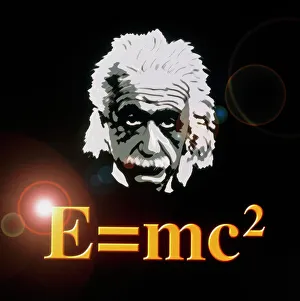 Physiker Drucke: Bildwerk aus dem Computer mit Albert Einstein und der Formel E=mc²