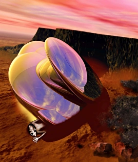 Kunstwerk aus dem Computer eines Außerirdischen und seiner zerstörten Raumschiff