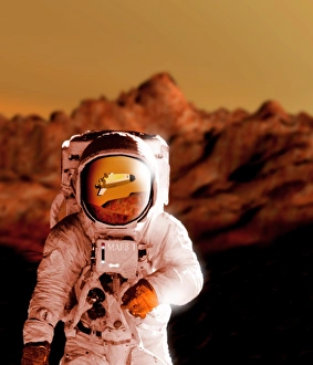 Mars Drucke: Kunstwerk aus dem Computer eines Astronauten auf der Oberfläche des Mars