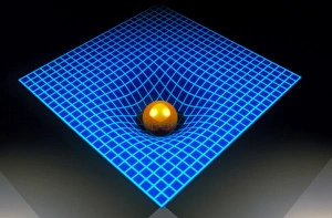 Drucke von Das Allzeitraum ist ein Computerbild, das die Krümmung des Allzeitraums aufgrund der Anwesenheit eines Sterns zeigt und zu seiner Bildung einer Gravitationskelle führt Bilder Datiert 2002 September: Bildwerkzeug des Computers, das die Raumzeit darstellt