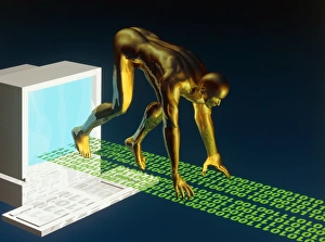 Digital Communication Symbolism Drucke: Computer artwork of the internet as a sprinter
