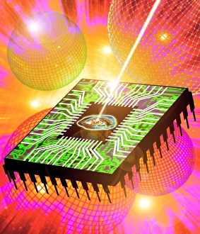 Computer Drucke: Bildwerk von Computer aus Licht auf die Augen im Mikrochips