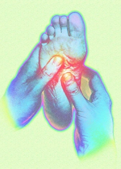 Complementary Health Care Drucke: Computer artwork of reflexologist massaging a foot