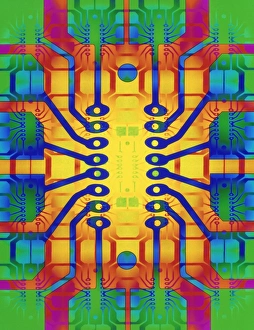Electronic Circuit Board Drucke: Computer artwork representing a circuit board