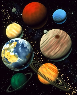 Planeten Drucke: Bildmaschineartige Darstellung der Planeten des Sonnensystems