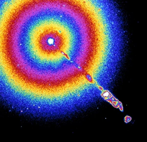 Cosmology Science Photos Drucke: Computer-coloured view of jet in M87 active galaxy