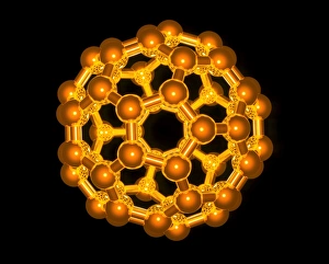 Buckminsterfullerene Structure Drucke: Computer graphic of a buckyball (C60)