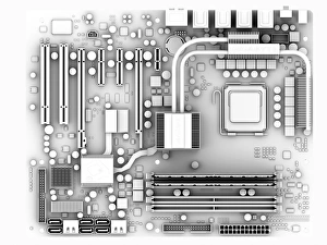 Drucke von Mutterbrett. Computerzeichnung der Hauptschaltkreisplatte (Mutterbrett) eines Persönlichen Computers (PC) Bilder Datiert 2011 Oktober: Rechner-Mutterbrett, Kunstwerk