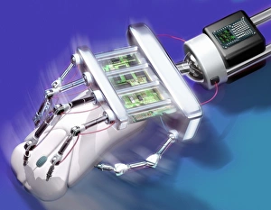 Artificial Intelligence Artwork Drucke: Computer mouse and robot hand