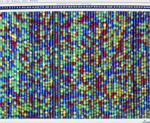 Genetic Code Drucke: Computer screen display of DNA sequencing pattern