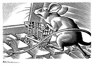 Digital Technology Illustration Drucke: Computer shopping, conceptual artwork